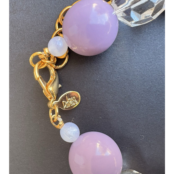 Vintage Joan Rivers Purple White Acrylic Lucite Choker Necklace Gold Tone 17" - Picture 6 of 7